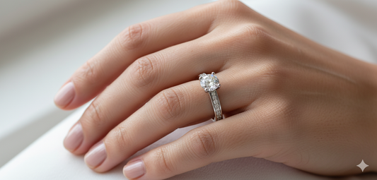 Round Cut Moissanite Engagement Ring, Classic Halo Ring Design Style