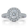 Round Cut Moissanite Engagement Ring, Full Set Design Style