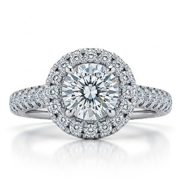 Round Cut Moissanite Engagement Ring, Full Set Design Style
