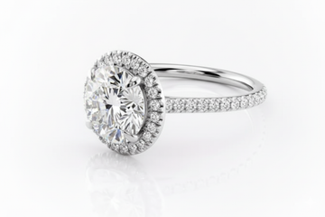 Round Cut Moissanite Engagement Ring, Halo Design with Hidden Halo