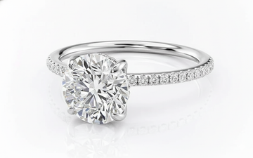 Round Cut Moissanite Engagement Ring, Hidden Halo Design