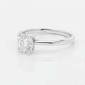 Round Cut Moissanite Engagement Ring, Hidden Halo Detail Design