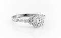Round Cut Moissanite Engagement Ring, Shoulder Set Vintage Design Style