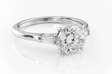 Round Cut Moissanite Engagement Ring, Traditional Classic Style Design