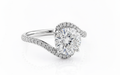 Round Cut Moissanite Engagement Ring, Twist Ring Style Design