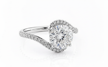 Round Cut Moissanite Engagement Ring, Twist Ring Style Design