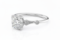 Round Cut Moissanite Engagement Ring, Vintage Inspired Design