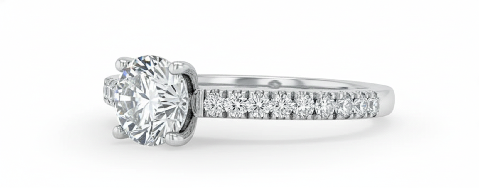 Round Cut Moissanite Engagement Ring, Vintage Inspired Design Style