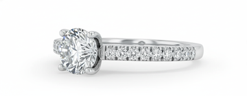 Round Cut Moissanite Engagement Ring, Vintage Inspired Design Style