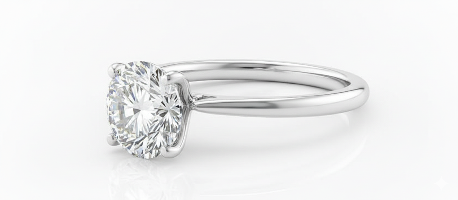 Round Cut Moissanite Engagement Ring in Classic Style