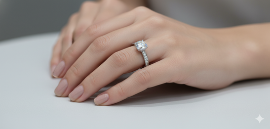 Round Cut Moissanite Engagement Ring in Classic Tiffany Style