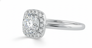 Round Cut Moissanite Halo Engagement Ring, Elegant Design Style