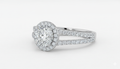 Round Cut Moissanite Halo Engagement Ring, Tiffany Style Design