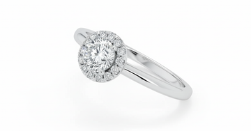 Round Cut Moissanite Ring with Halo Setting