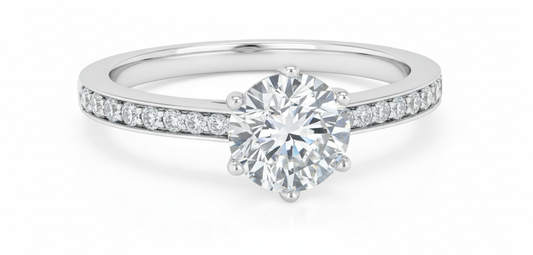 Round Cut Tiffany Style Classic Design Moissanite Engagement Ring