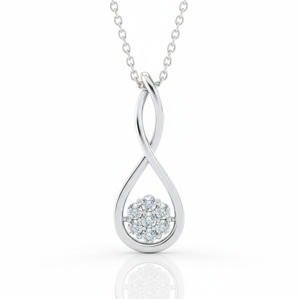 Round Cut Cluster Moissanite Pendant Drop Style