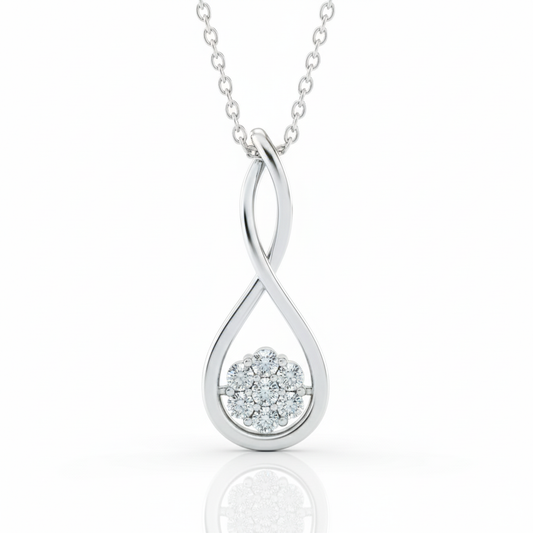 Round Cut Cluster Moissanite Pendant Drop Style