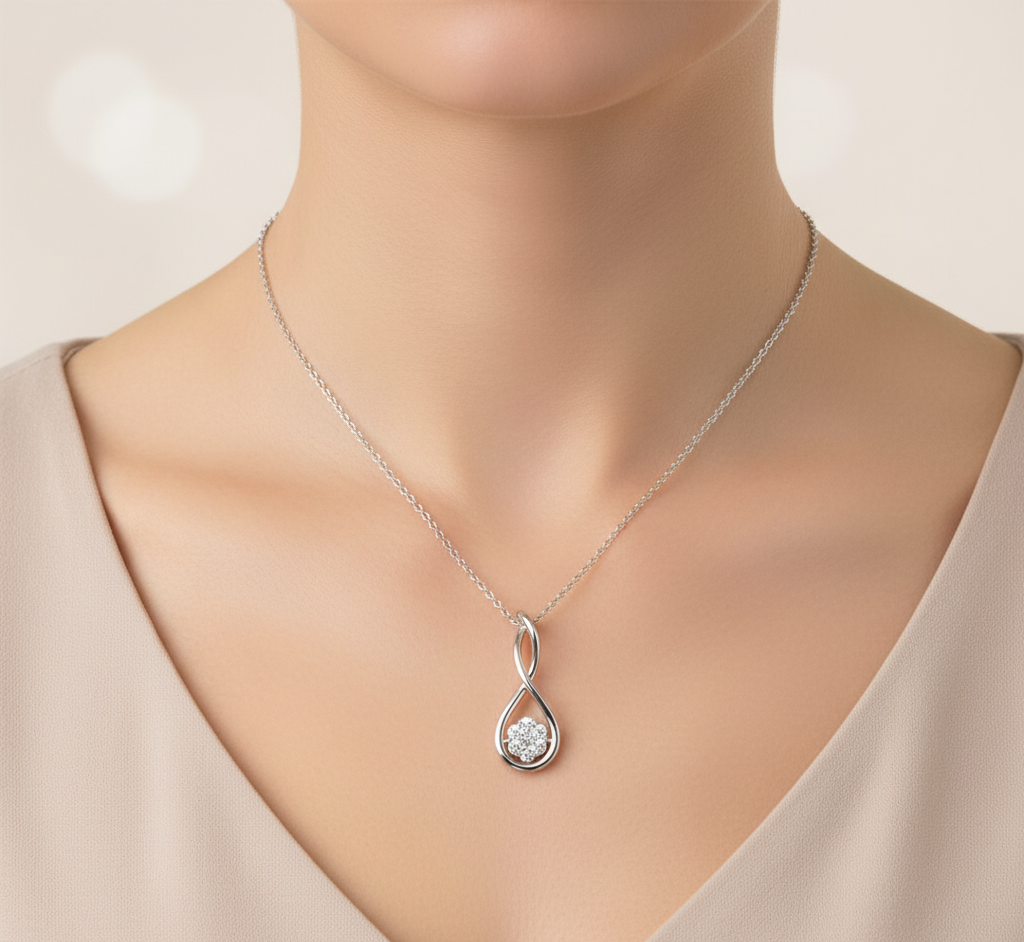 Round Cut Cluster Moissanite Pendant Drop Style