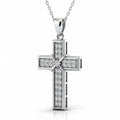 Round Cut Cross Moissanite Pendant, Rub-Over Setting