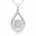 Round Cut Drop Cluster Moissanite Pendant