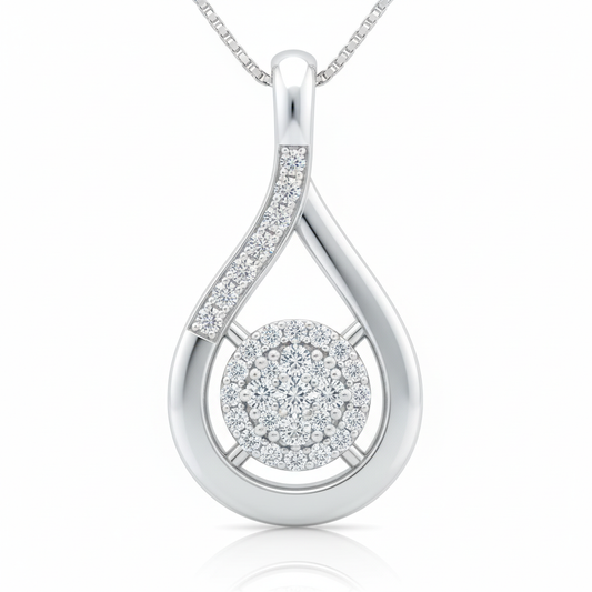 Round Cut Drop Cluster Moissanite Pendant