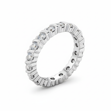 Round Cut Full Eternity Moissanite Wedding Ring, Twisted Vintage Design