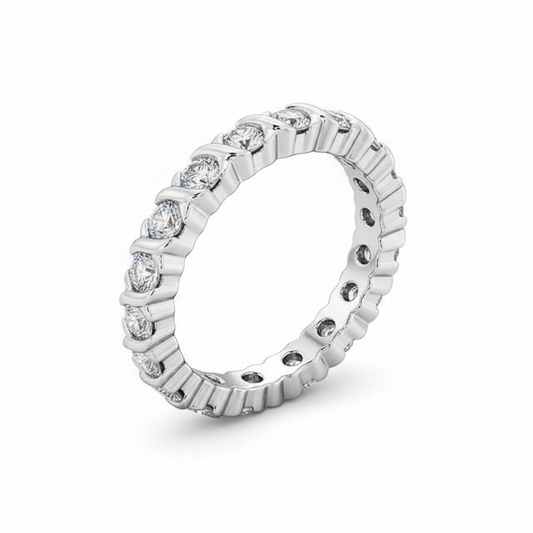 Round Cut Full Eternity Moissanite Wedding Ring, Twisted Vintage Design