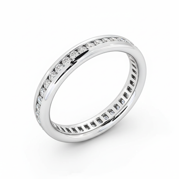 Round Cut Full Eternity Moissanite Wedding Ring, Bezel Channel Setting