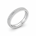 Round Cut Full Eternity Moissanite Wedding Ring, Continuous Double Row
