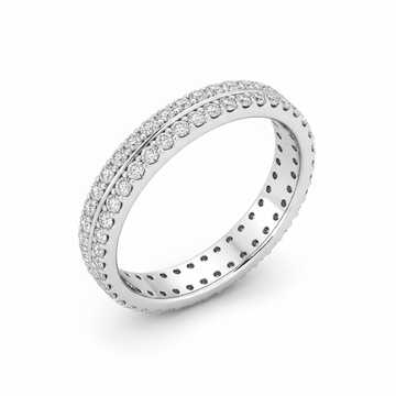 Round Cut Full Eternity Moissanite Wedding Ring, Continuous Double Row