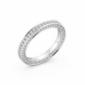 Round Cut Full Eternity Moissanite Wedding Ring, Double-Row Pave Setting