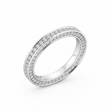 Round Cut Full Eternity Moissanite Wedding Ring, Double-Row Pave Setting