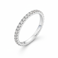Round Cut Full Eternity Moissanite Wedding Ring, Micro Pave Setting