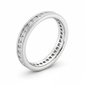 Round Cut Full Eternity Moissanite Wedding Ring, Milgrain Edge