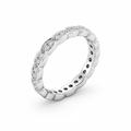 Round Cut Full Eternity Moissanite Wedding Ring, Semi-Bezel Setting