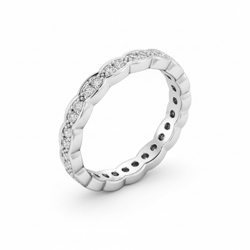 Round Cut Full Eternity Moissanite Wedding Ring, Semi-Bezel Setting