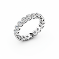 Round Cut Full Eternity Moissanite Wedding Ring, Twisted Rub-Over Setting