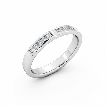Round Cut Half Eternity Moissanite Wedding Band, Channel-Set Modern Design