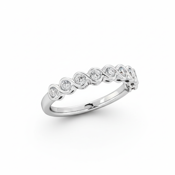 Round Cut Half Eternity Moissanite Wedding Ring, 10 Stone Design
