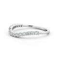 Round Cut Half Eternity Moissanite Wedding Ring, Bended Shaped Design