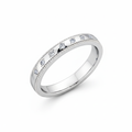 Round Cut Half Eternity Moissanite Wedding Ring, Classic Milgrain Edge