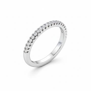 Round Cut Half Eternity Moissanite Wedding Ring, Classic Petite