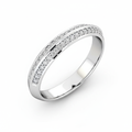 Round Cut Half Eternity Moissanite Wedding Ring, Double Edged Pave Setting