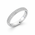Round Cut Half Eternity Moissanite Wedding Ring, Embedded Double Row