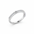 Round Cut Half Eternity Moissanite Wedding Ring, Rub-Over Continuous Bezel