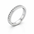 Round Cut Half Eternity Moissanite Wedding Ring, Rub-over Migrain Edge Setting