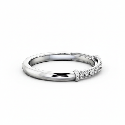 Round Cut Half Eternity Moissanite Wedding Ring, Vintage Bezel Setting