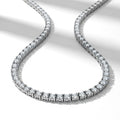 Round Cut Moissanite Tennis Chain Necklace, 4 Prong Setting