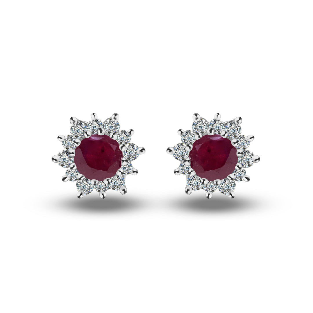 Star Ruby and Moissanite Earrings