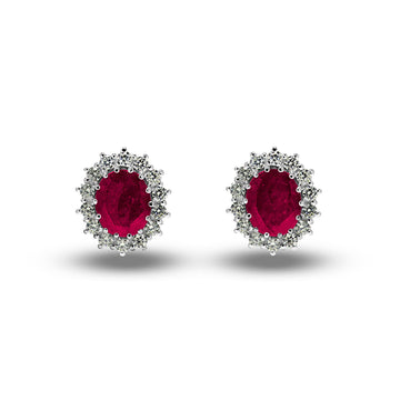 Diana Moissanite & Ruby Earrings